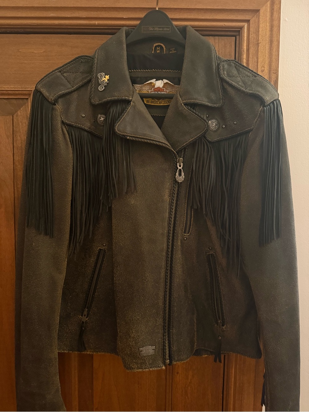Harley Davidson Fringe Suede Moto Jacket - Brown